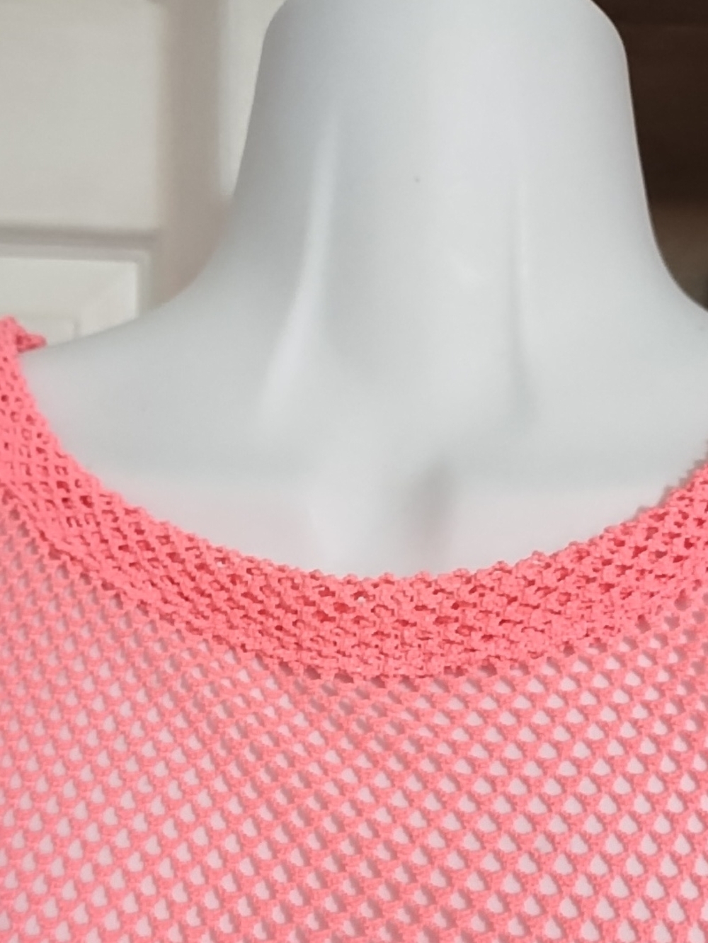 Neon Coral Mesh Tank Top (S) - Picture 3 of 10